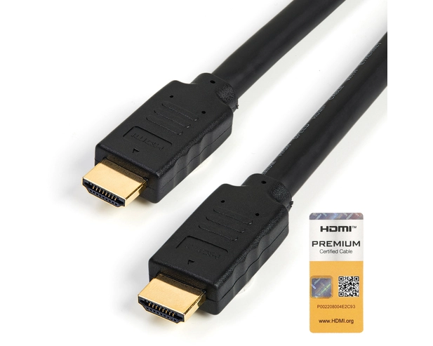 StarTech.com 15ft (5m) Premium Certified HDMI 2.0 Cable with Ethernet, High Speed Ultra HD 4K 60Hz HDMI Cable HDR10, UHD HDMI Monitor Cord