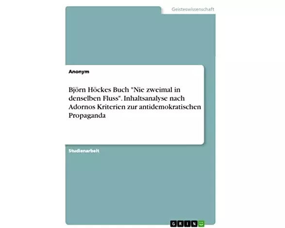 Björn Höckes Buch "Nie zweimal in denselben Fluss". Inhaltsanalyse nach Adornos Kriterien zur antidemokratischen Propaganda