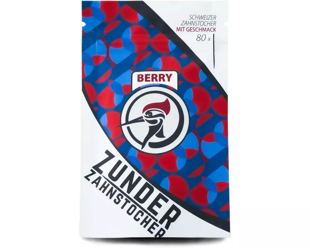 Zunder Zahnstocher Zahnstocher Berry im praktischen Beutel 80 Stück