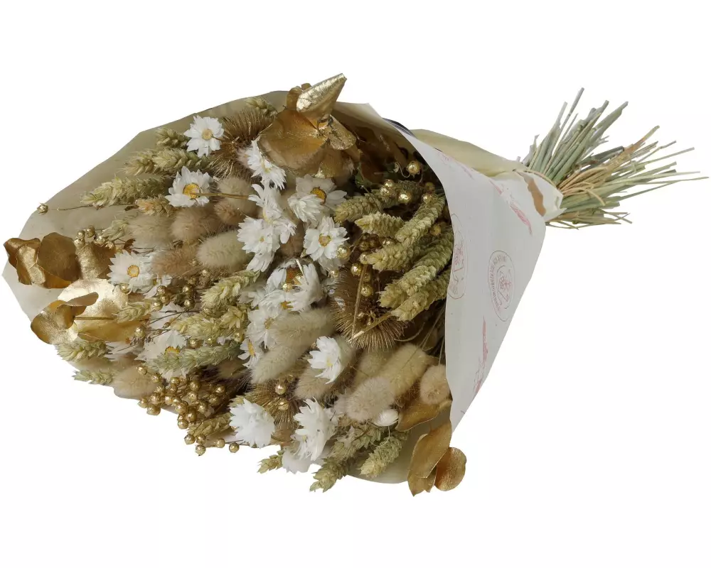 Anjel Trockenblumen Strauss Noelle Grün/Weiss