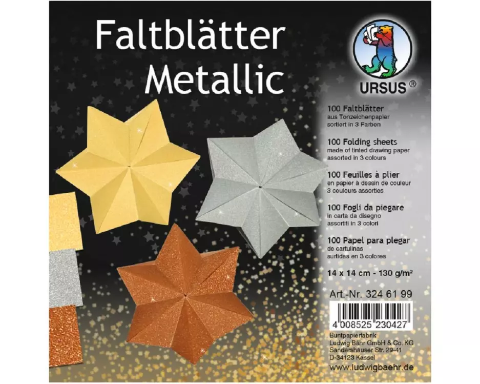 URSUS Faltblätter Origami 14 x 14 cm, 130 g/m², 100 Blatt