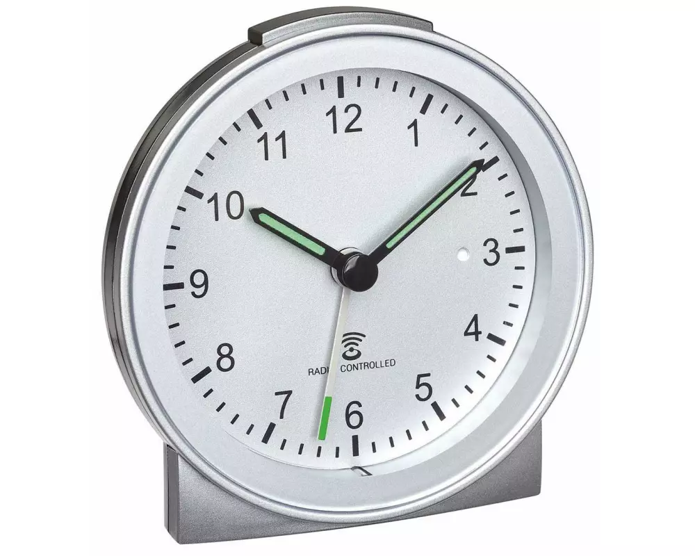 TFA Dostmann Funkwecker Silber