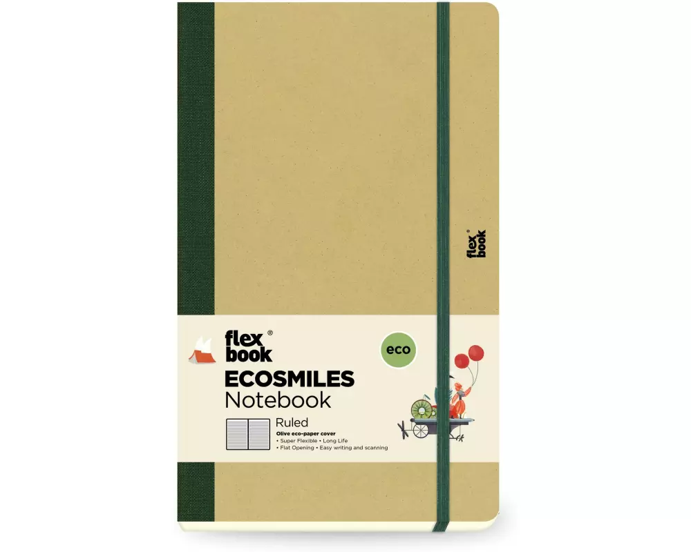 Flexbook Ecosmiles Notebook 13 x 21 cm, Liniert, Olive Green