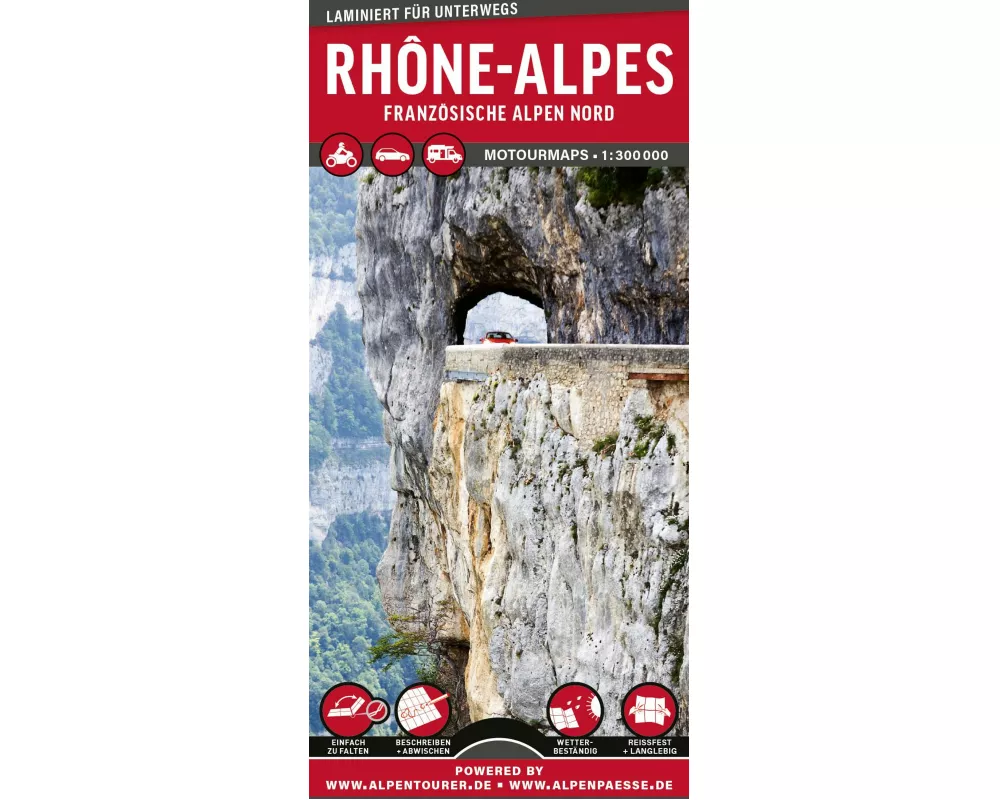 MoTourMaps Rhône-Alpes (Französische Alpen Nord) Auto- und Motorradkarte 1:300.000