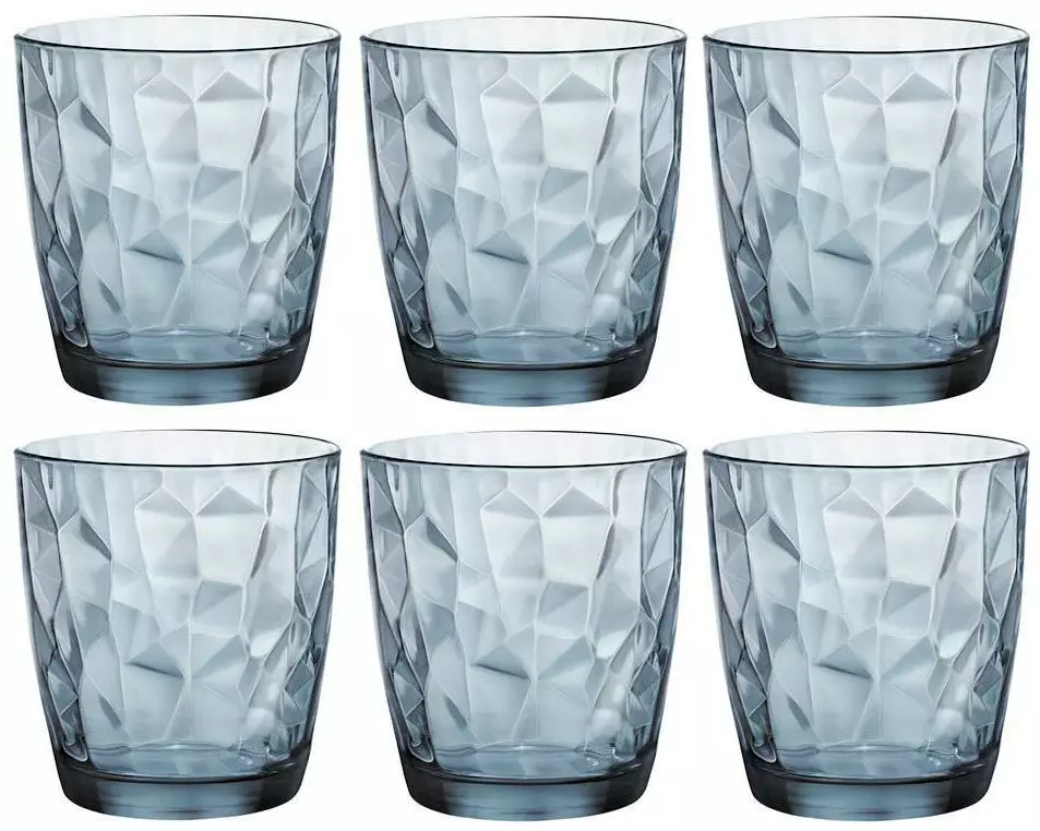 Bormioli Rocco Whiskyglas Diamond 300 ml, 6 Stück, Blau