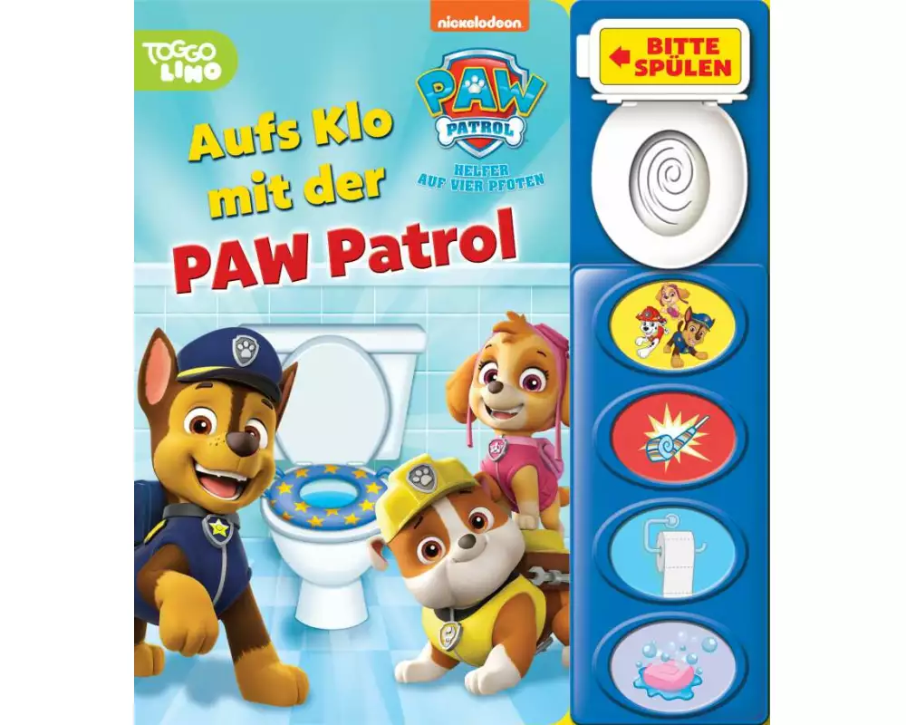 PAW Patrol - Aufs Klo mit der PAW Patrol - Mein Klo-Soundbuch - Pappbilderbuch mit Klospülung und 8 Geräuschen