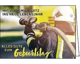Doppelkarte. Zum Geburtstag (Feuerwehrmann)