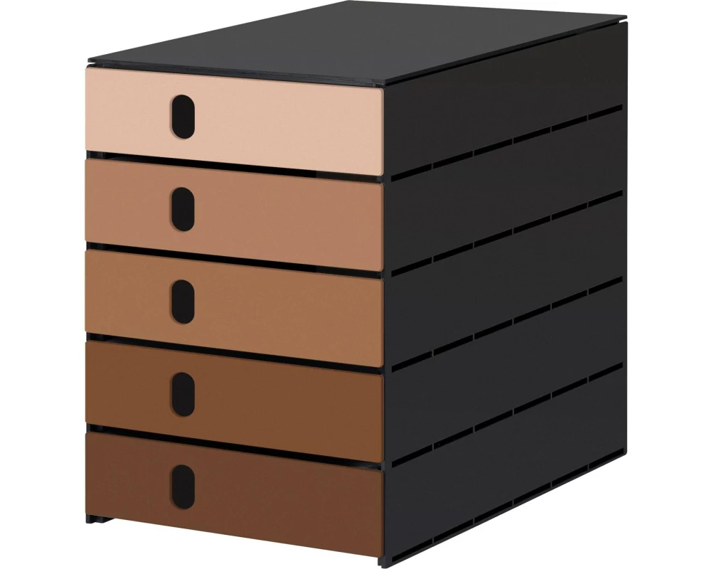 Styro Schubladenbox styroval color flow, 5 Schubladen, Mocca