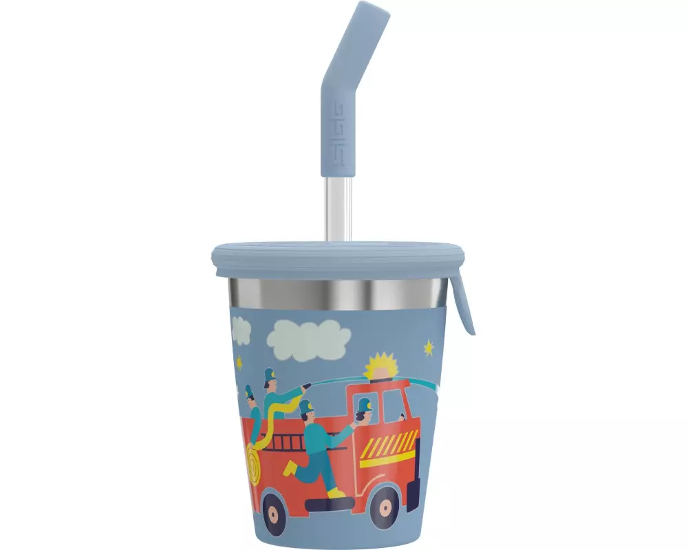 Sigg Kinderbecher mit Trinkhalm Pompiers 0.35 L