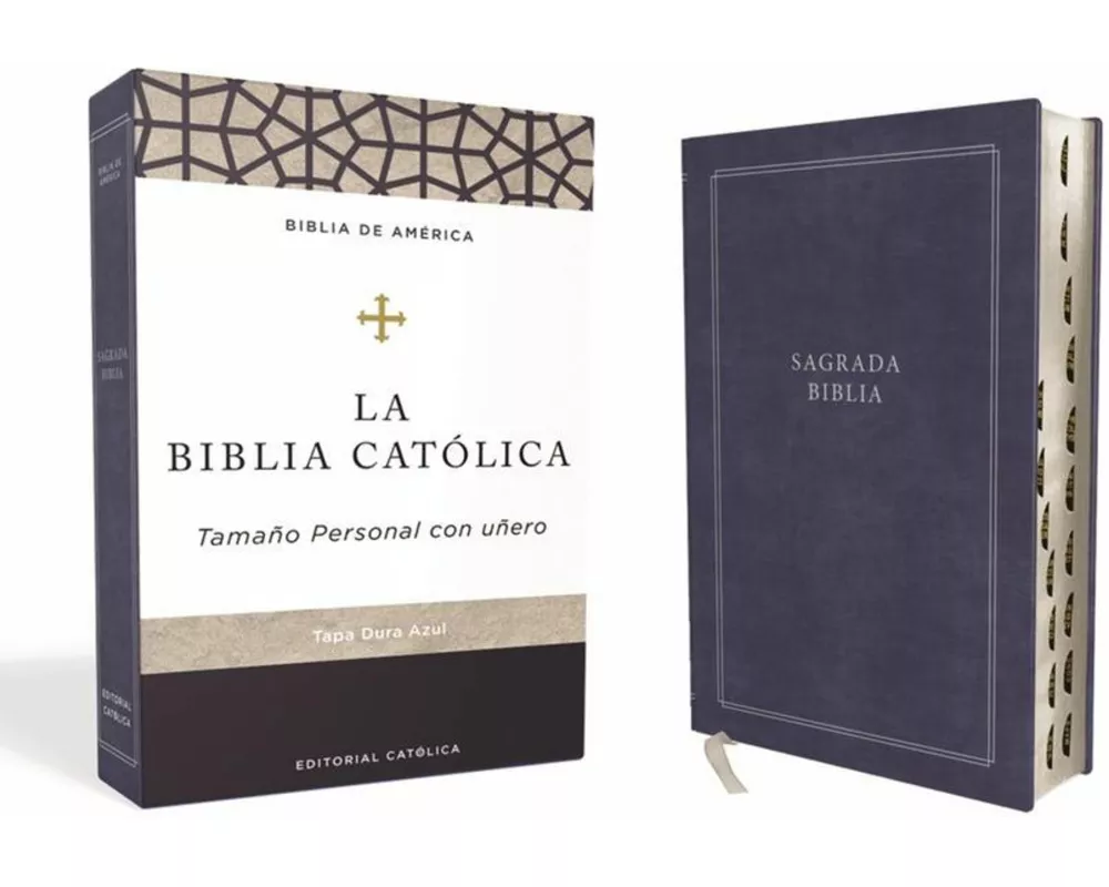 Biblia Católica, Tamaño personal,Tapa dura, Azul, con Índice, Comfort Print