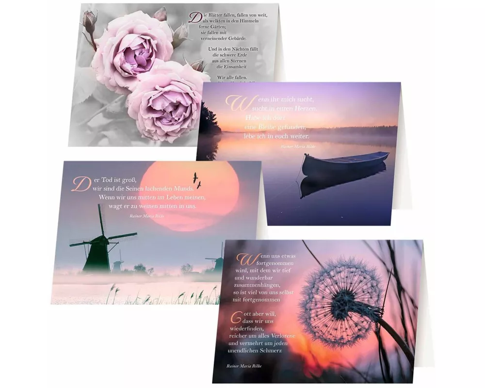 4er-Set Trauerkarten »Rilke«
