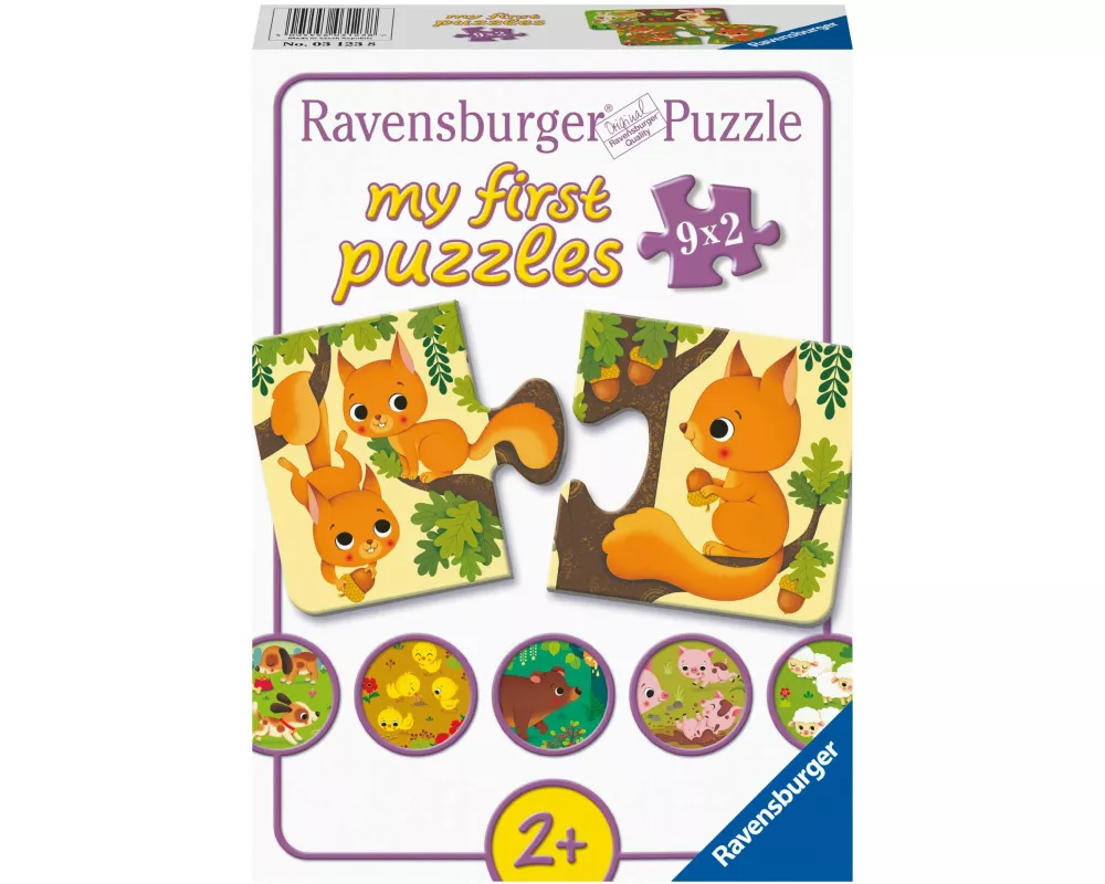 Kinderpuzzle 9x2 Teile - Tiere und ihre Kinder