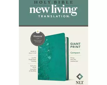 NLT Compact Giant Print Bible, Filament Enabled (Leatherlike, Peony Rich Teal, Red Letter)