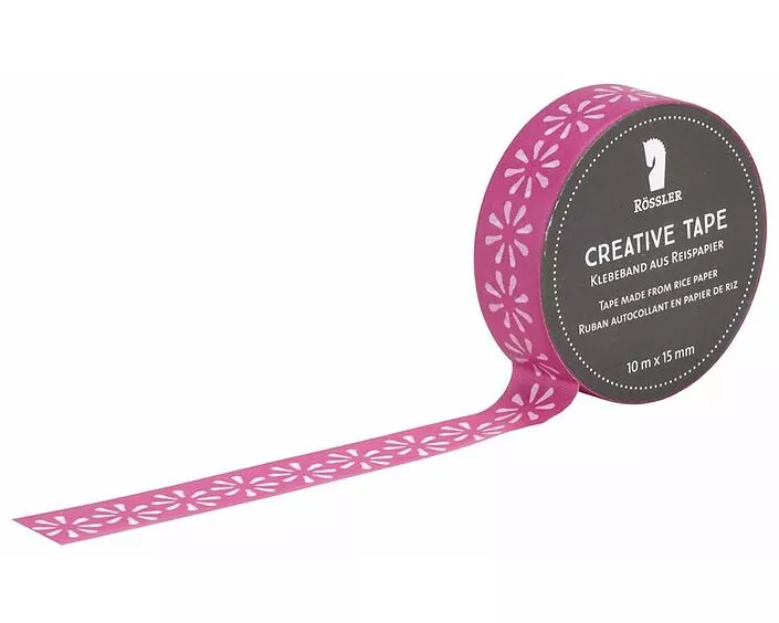 Creative Tape transp., weiße Sonne auf pink - 10m x15 mm