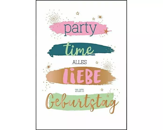 Doppelkarte. Zum Geburtstag, party time