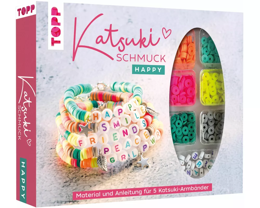 Katsuki Schmuckset mit Buchstabenperlen - Happy