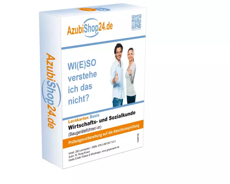 AzubiShop24.de Lernkarten Wirtschafts- und Sozialkunde Baugeräteführer Prüfungsvorbereitung Wiso Prüfung