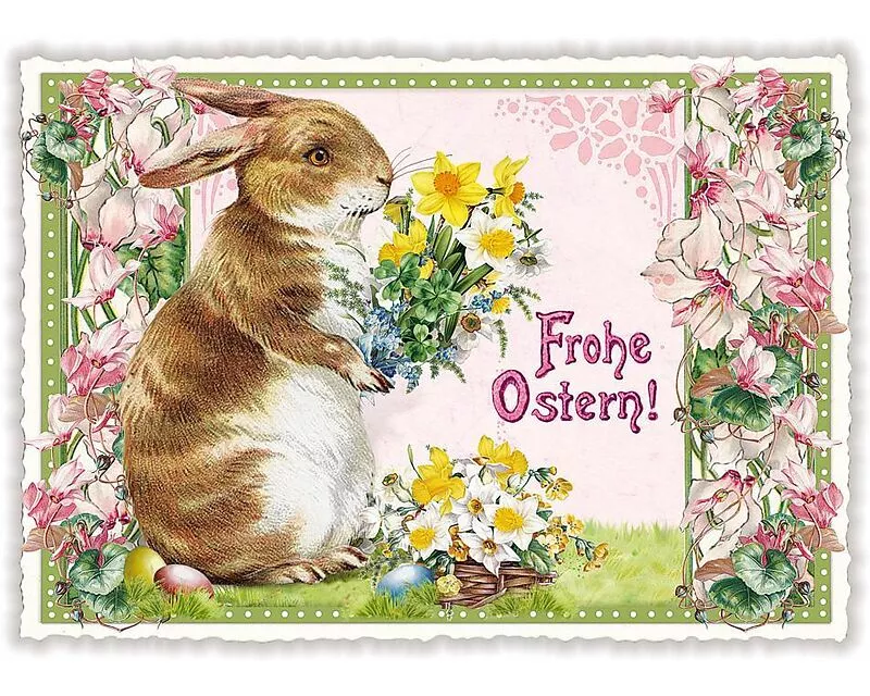 Postkarte / Frohe Ostern / quer