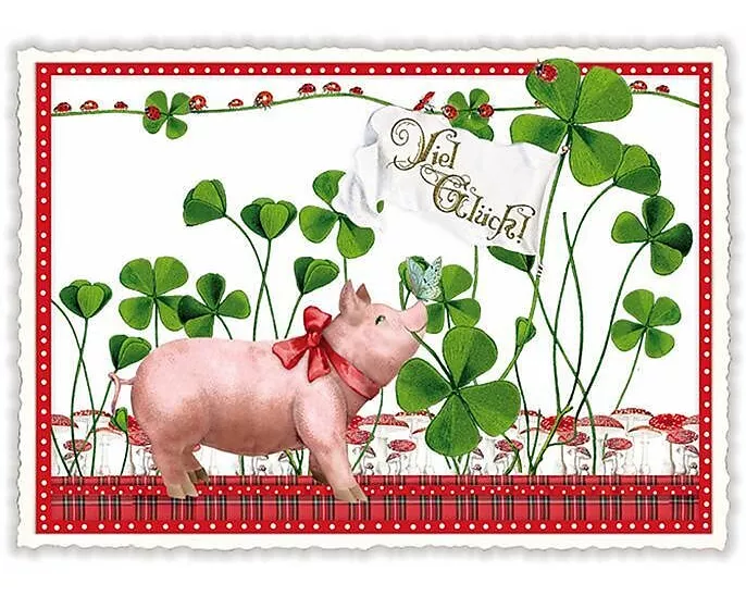 Postkarte / Viel Glück! / quer