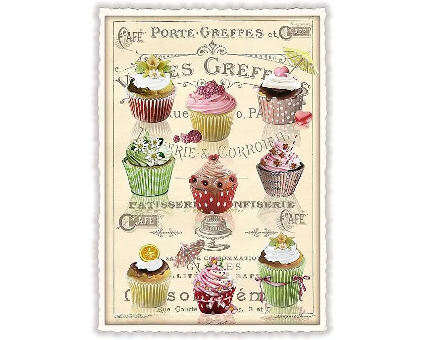 Postkarte / Cupcakes / hoch / blanko