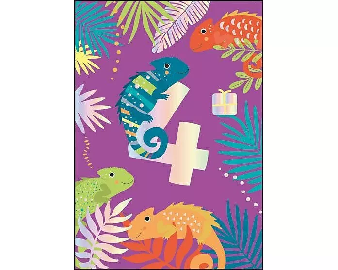 Doppelkarte. 4. Geburtstag (Camäleon)