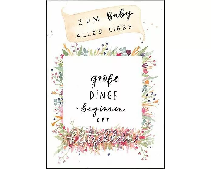 Doppelkarte. Zum Baby alles Liebe (handlettering)