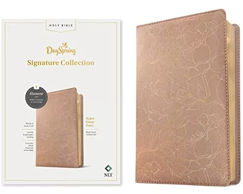 NLT Super Giant Print Bible, Dayspring Signature Collection, Filament Enabled (Leatherlike, Blush Floral, Red Letter)