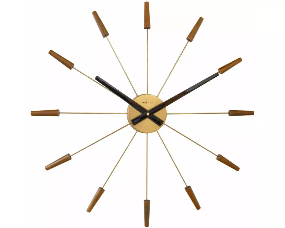 NeXtime Wanduhr Plug Inn Ø 58 cm Edelstahl/Walnuss