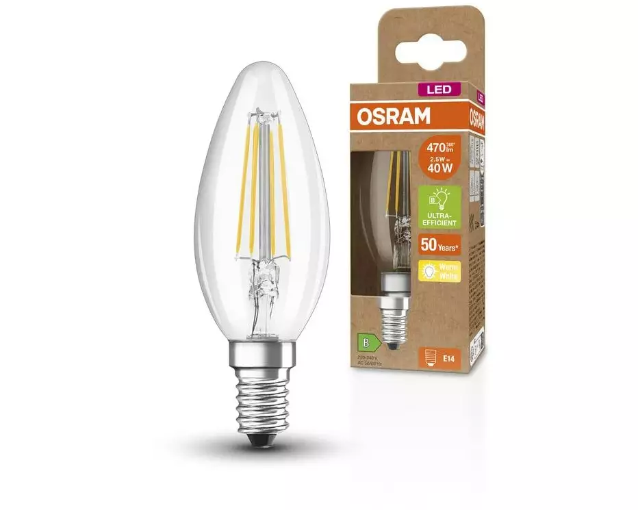 OSRAM Lampe Ultra Efficient LED CLB40 Warmweiss (WW)