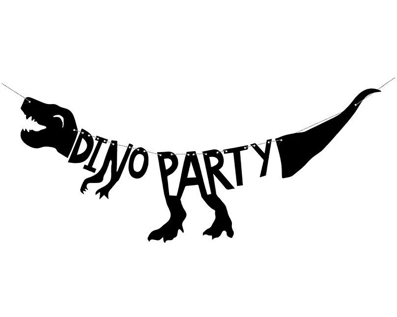 Partydeco Girlande Dinosaurier-Party Schwarz, 20 x 90 cm