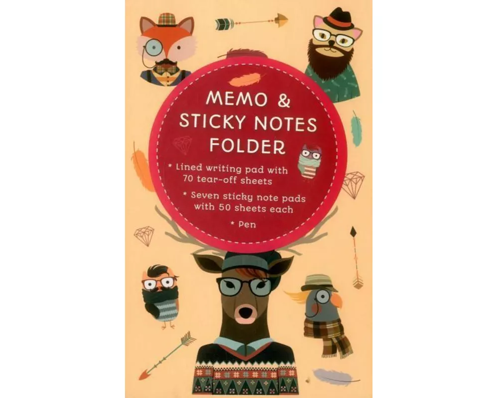Memo & Sticky Notes Folder: Hipster Animals