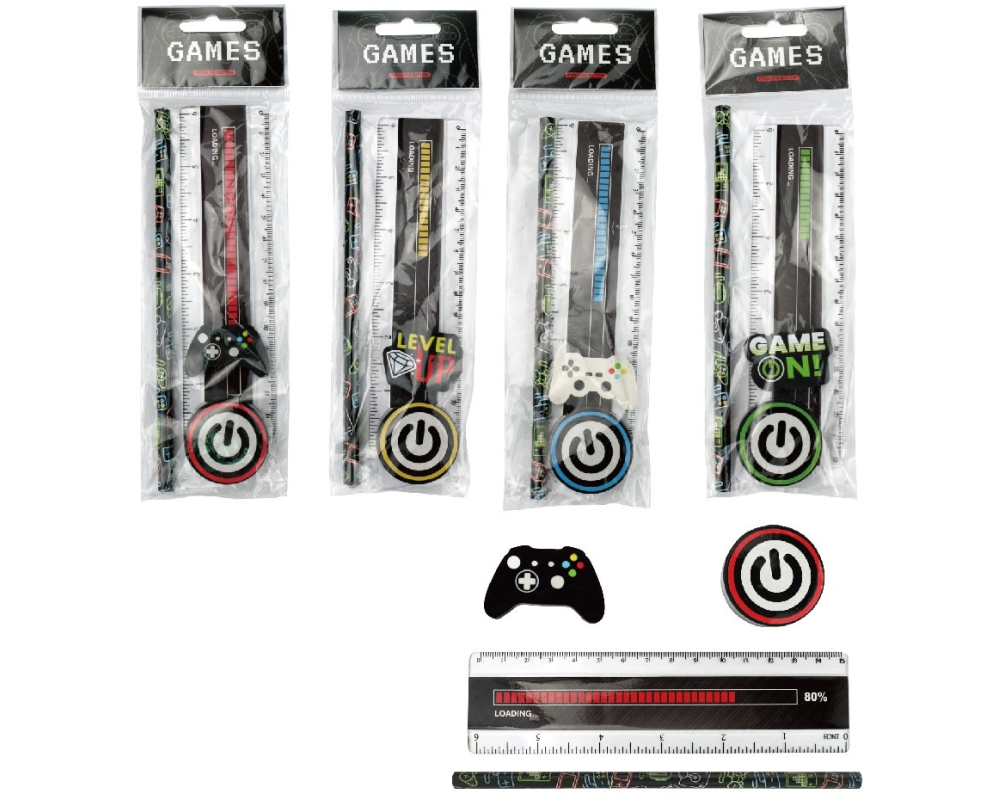 ROOST Schreibset Game GMOPP4-001 4-teilig, assortiert