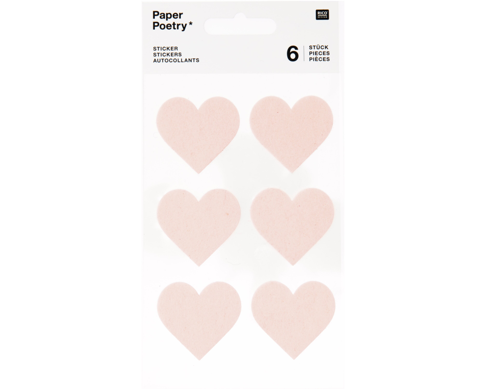 RICO DESIGN Filzsticker Herzen, gross 08792.71.62 puder 6 Stück