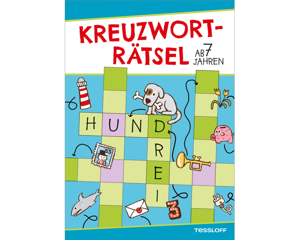 Kreuzworträtsel ab 7 Jahren (Blau/Hund)