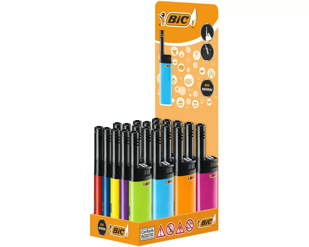 BIC Hybrid-Feuerzeug J38 Wand, Mehrfarbig, 20er-Pack