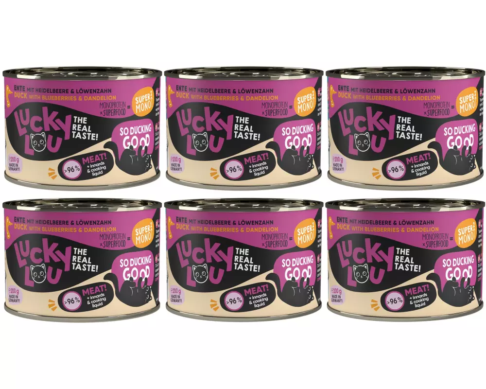 Lucky Lou Nassfutter SuperMono Ente, 6 x 200 g