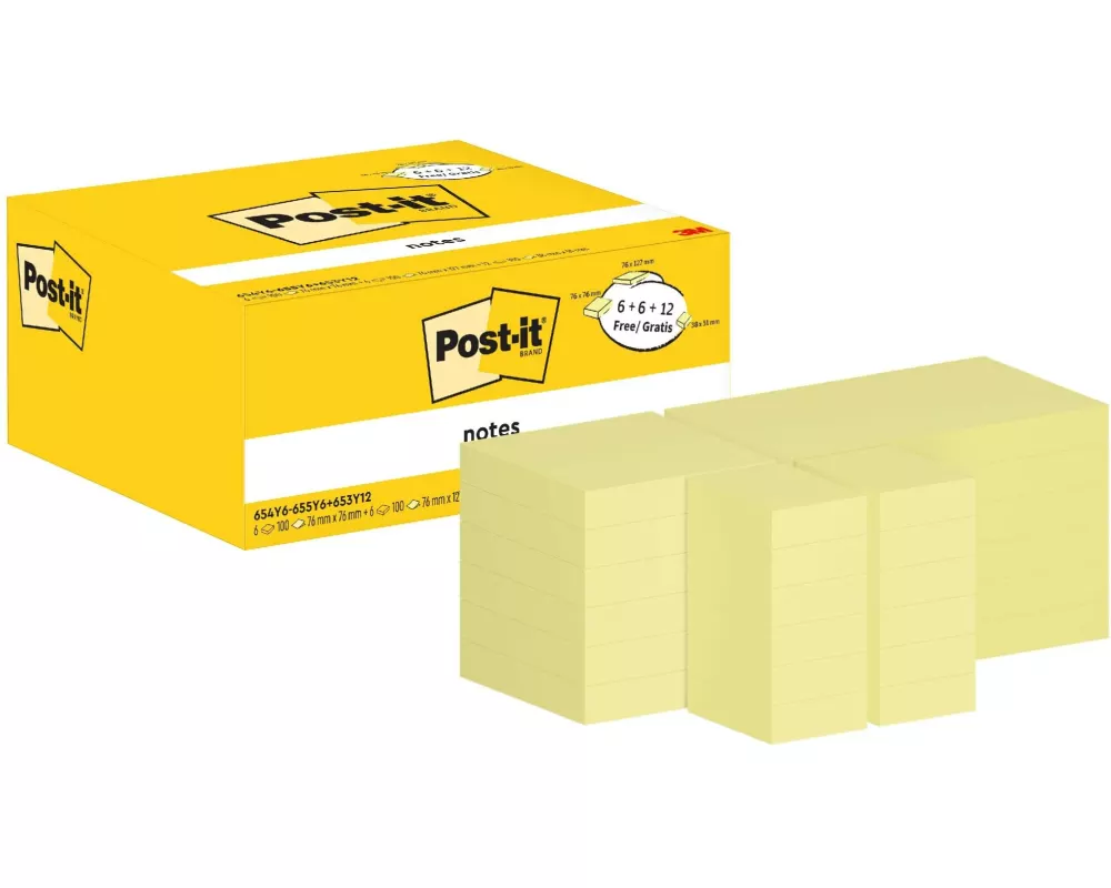 Post-it Notizzettel PEFC Vorteilspaket Gelb, 24 Blöcke