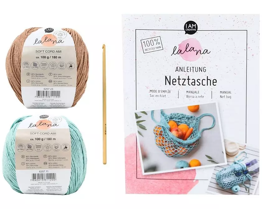 lalana Häkelset 4-teilig, Mint/Braun