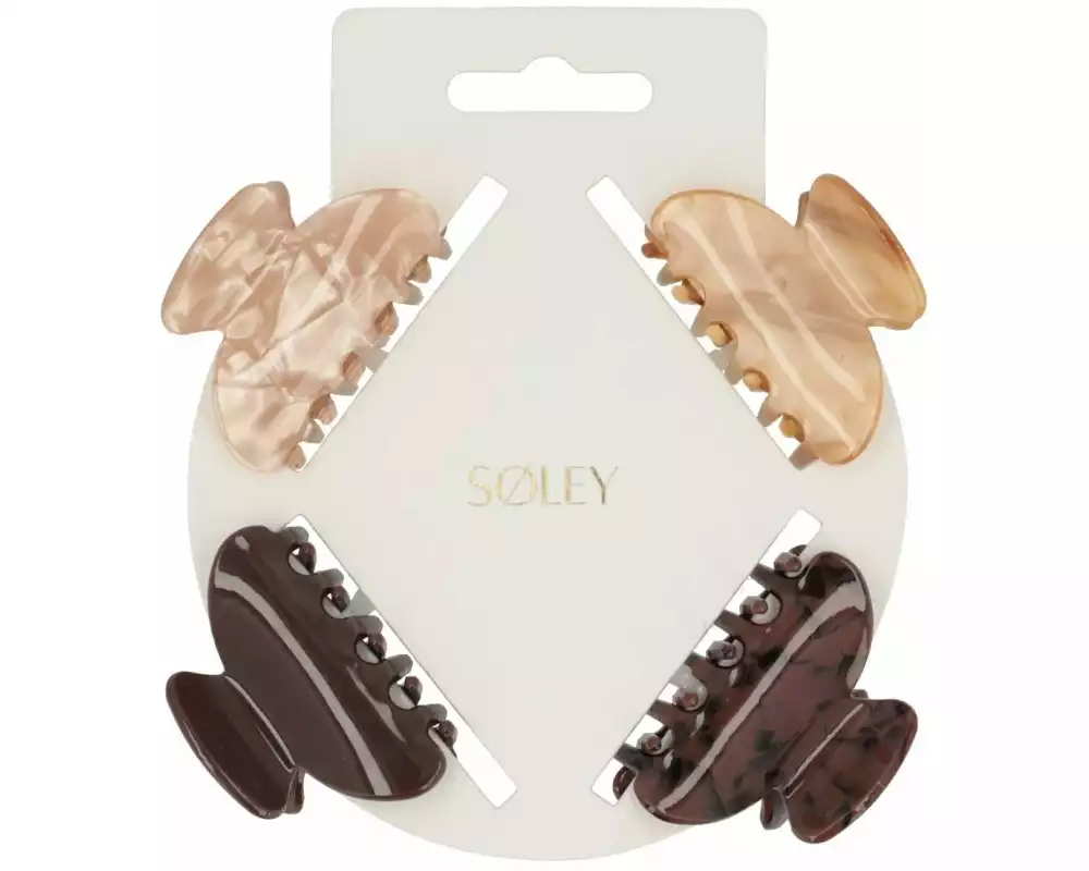 SOLEY Klemme Braun/Hellbraun, 4 Stück
