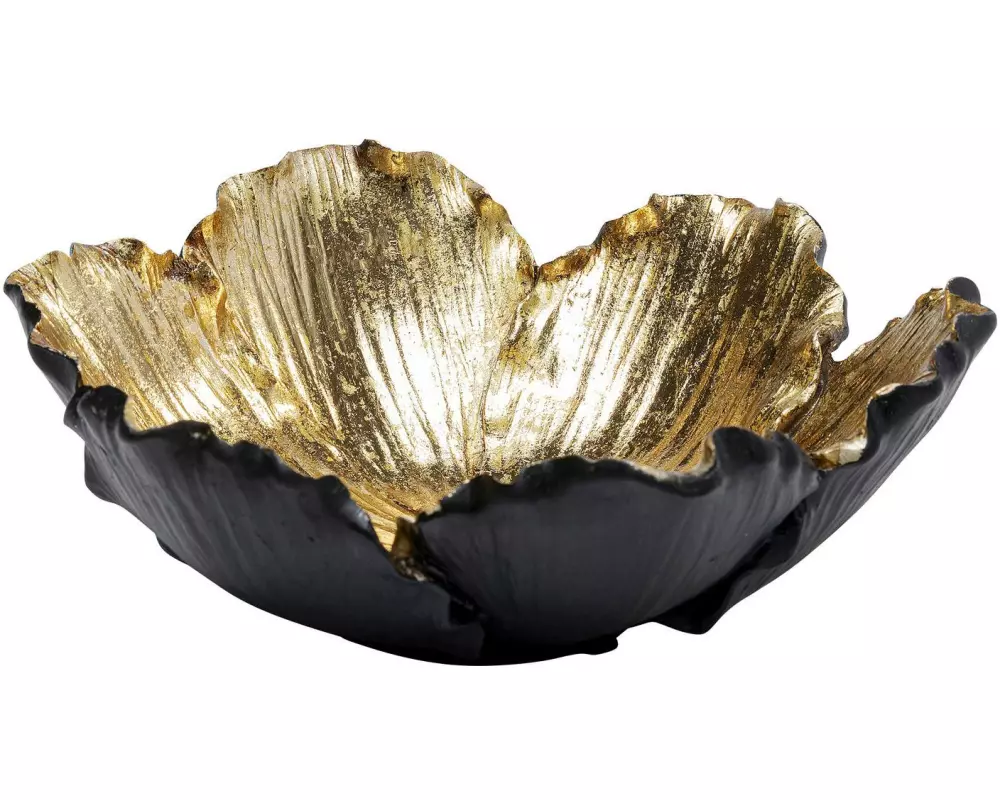 Kare Dekoschale Flower Bloom 20 cm, Schwarz/Gold