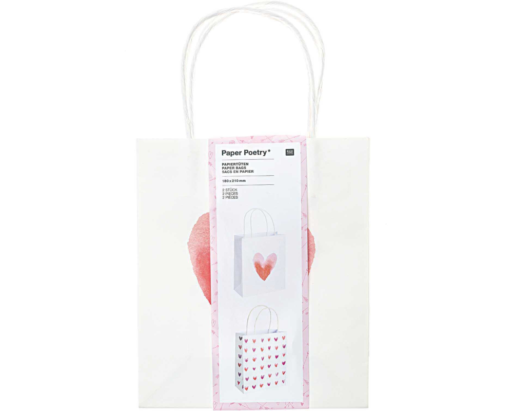 RICO DESIGN Papiertüte Herzen 99001.78.20 18x21cm, 2 Stück