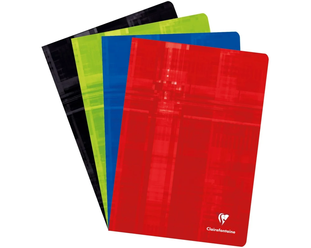 Clairefontaine Schulheft 40 Blatt, A4, 5 mm kariert, assortiert, 10 Stück