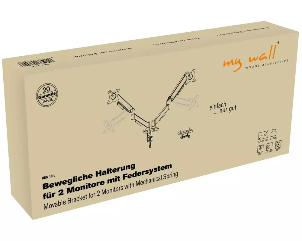 My Wall Tischhalterung HEG10L Economy-Line bis 9 kg – Schwarz