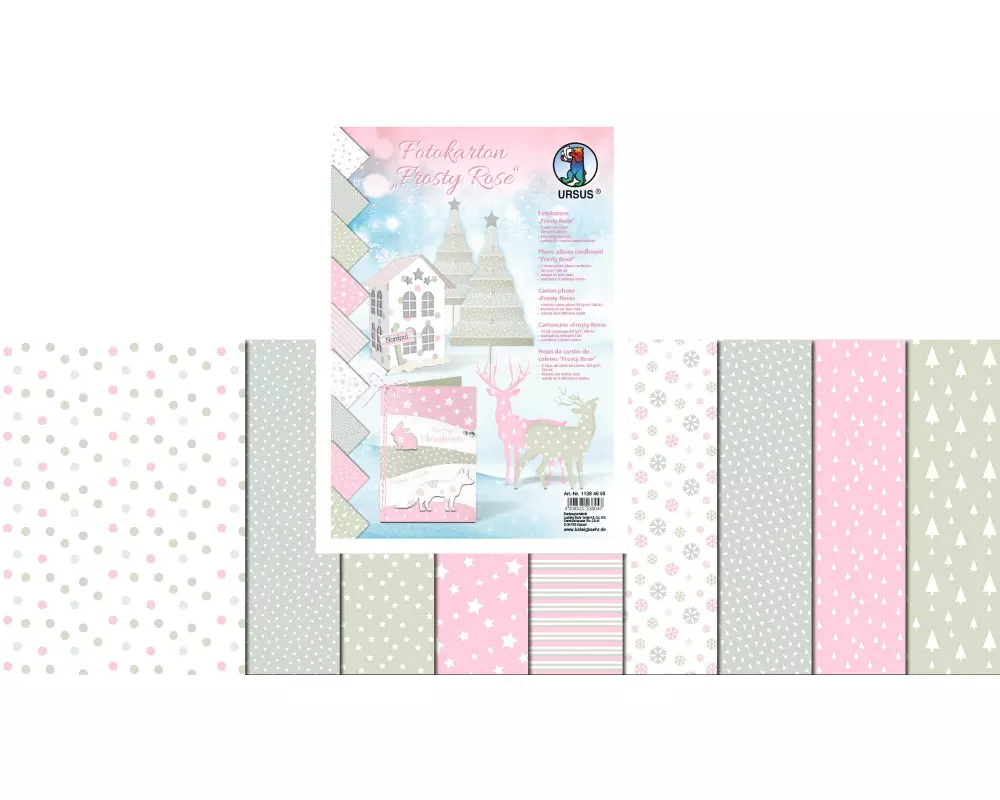 URSUS Motivblock Frosty Rose A4, 300 g/m², 9 Blatt