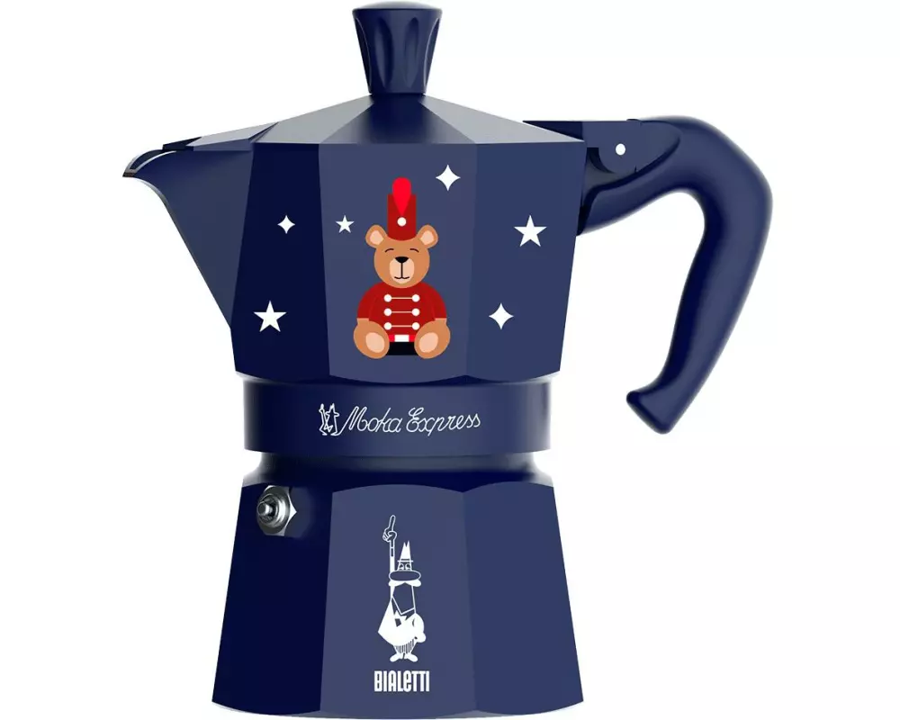 Bialetti Moka Express 3 Tassen, Orsetto Blau