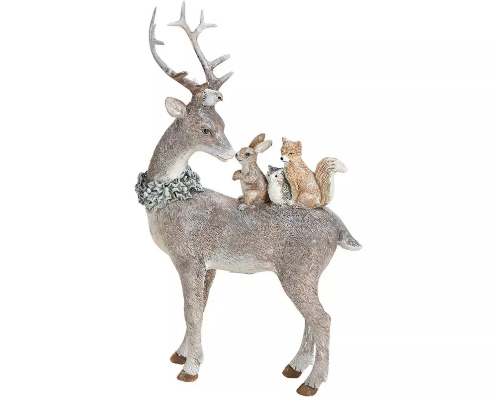 G. Wurm Weihnachtsfigur Hirsch mit Tieren 16 x 26 x 5 cm