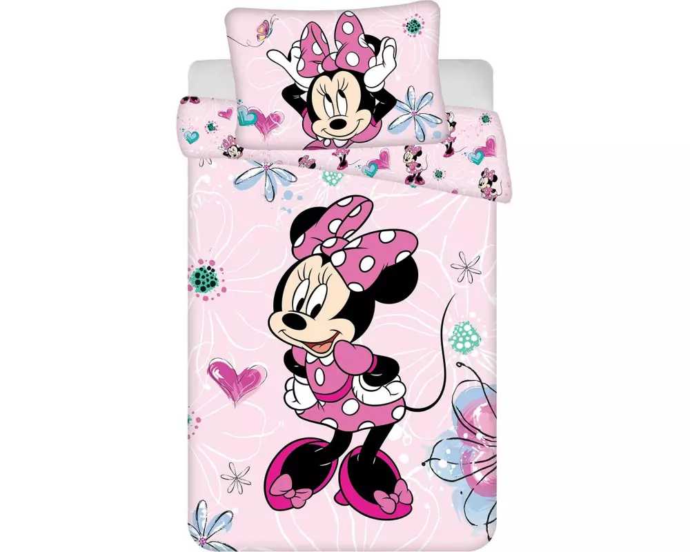 Jerry Fabrics Kinderbettwäsche Minnie Flowers 100 x 135 cm + 40 x 60 cm