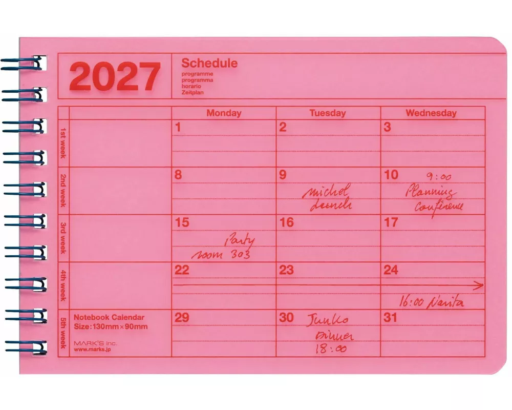 MARK'S 2027 Notebook Calendar XS // Neon Pink