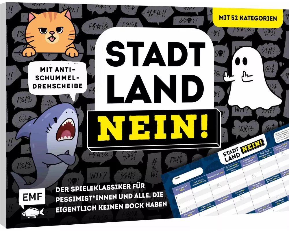 Stadt, Land, NEIN! – Der Spieleklassiker für Pessimist*innen und alle, die eigentlich keinen Bock haben
