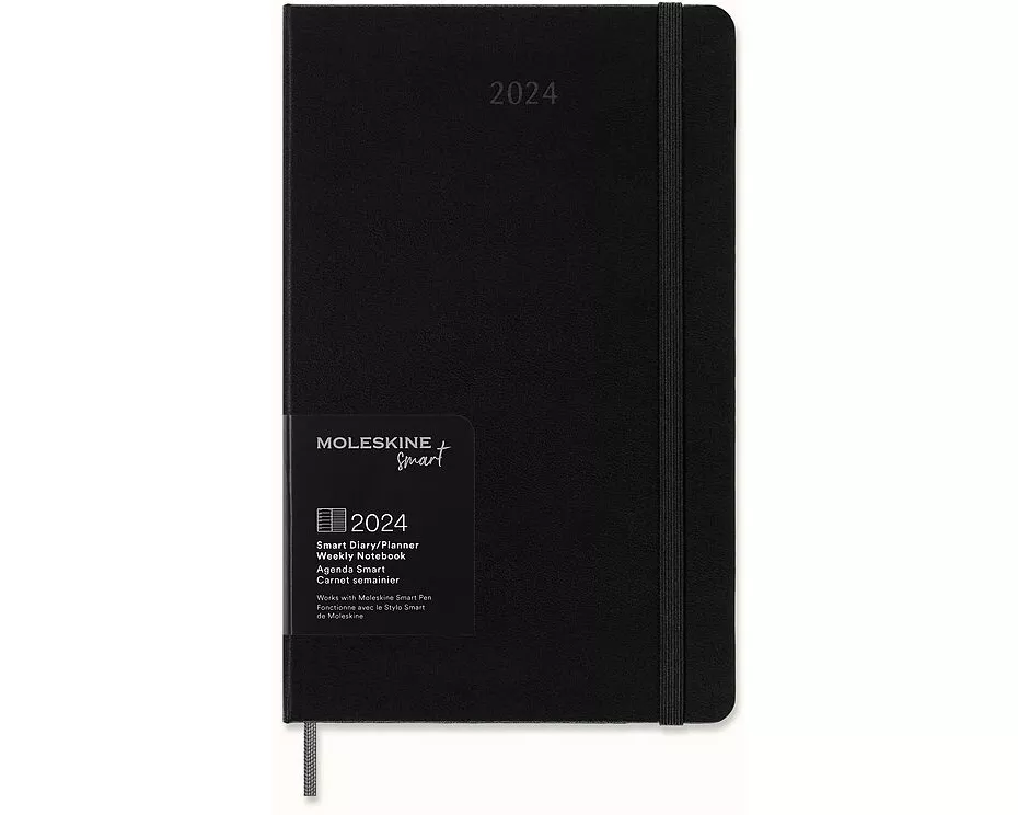 Moleskine Smart Kalender 2027, für das Smart Writing Set 12 Monate Wochen Notizkalender, 1w = 1s, rechts linierte Seite, L/A5, fester Einband, schwarz